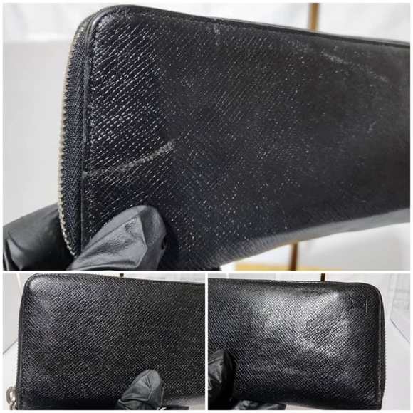 Authentic LOUIS VUITTON Taiga Leather Zippey Wallet Black - Picture 10 of 13